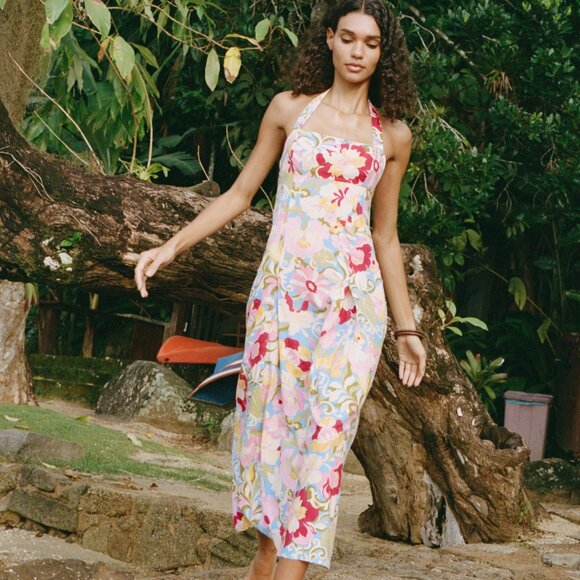 Zara Nwt Floral Halter Maxi Dress - Picture 2 of 15